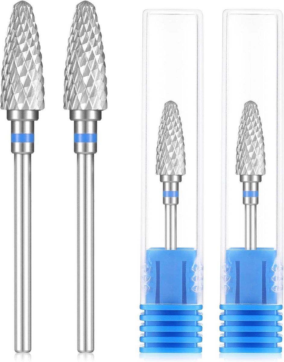 2 Stuks Carbide Boortjes voor Nagels, Tungsten Carbide Vijl Bits voor Gel Nagel Verwijdering, Acryl Manicure en Pedicure, Cuticle Verwijderaar en Schuurkoppen