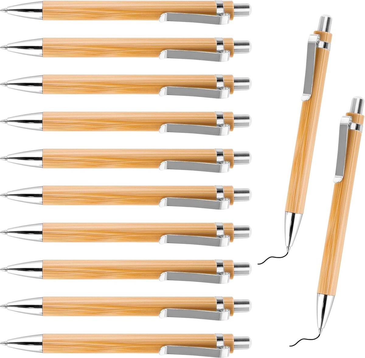 Bamboe balpen - 12 stuks - ergonomisch hout - perfect voor schrijven - ShopVlot