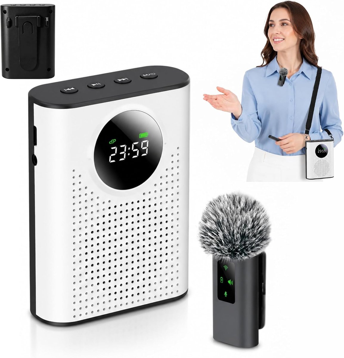 Draadloze stemversterker - mini Bluetooth 5.2 - met magnetische microfoon - ideaal voor leraren - ShopVlot