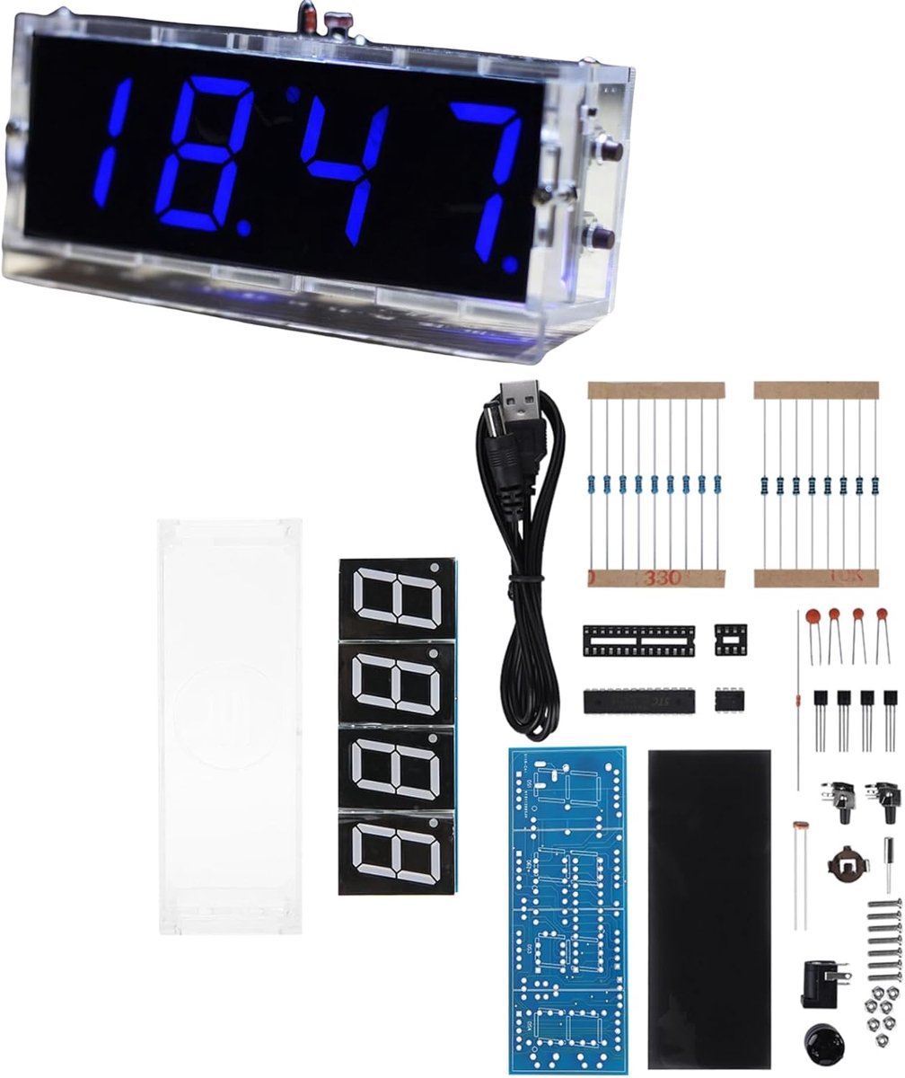 Digitale Klok Kit 4 Cijfers - LED met Acryl Behuizing - Solderen Project voor Beginners - ShopVlot