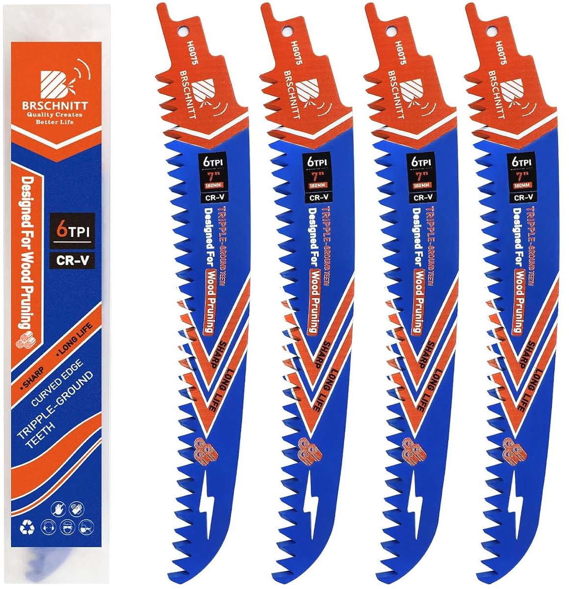 Reciprozaagbladen 180 mm - 4-delige set - Japanse tanden - ideaal voor houtbewerking - ShopVlot