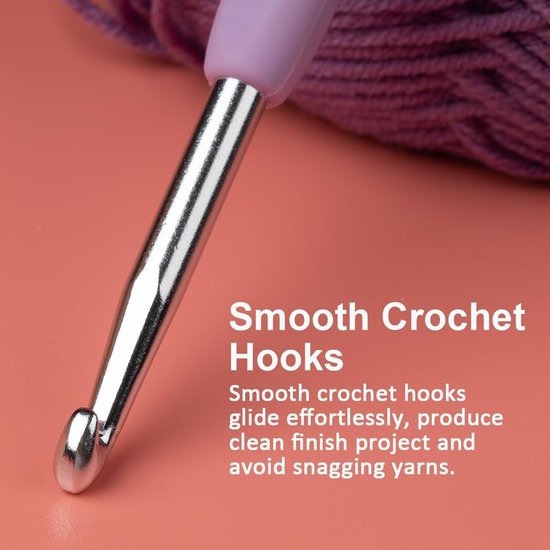 Ergonomische haaknaald 6.5 mm, zachte aluminium handgreep voor beginners en hobbyisten in haken en breien — afbeelding 4