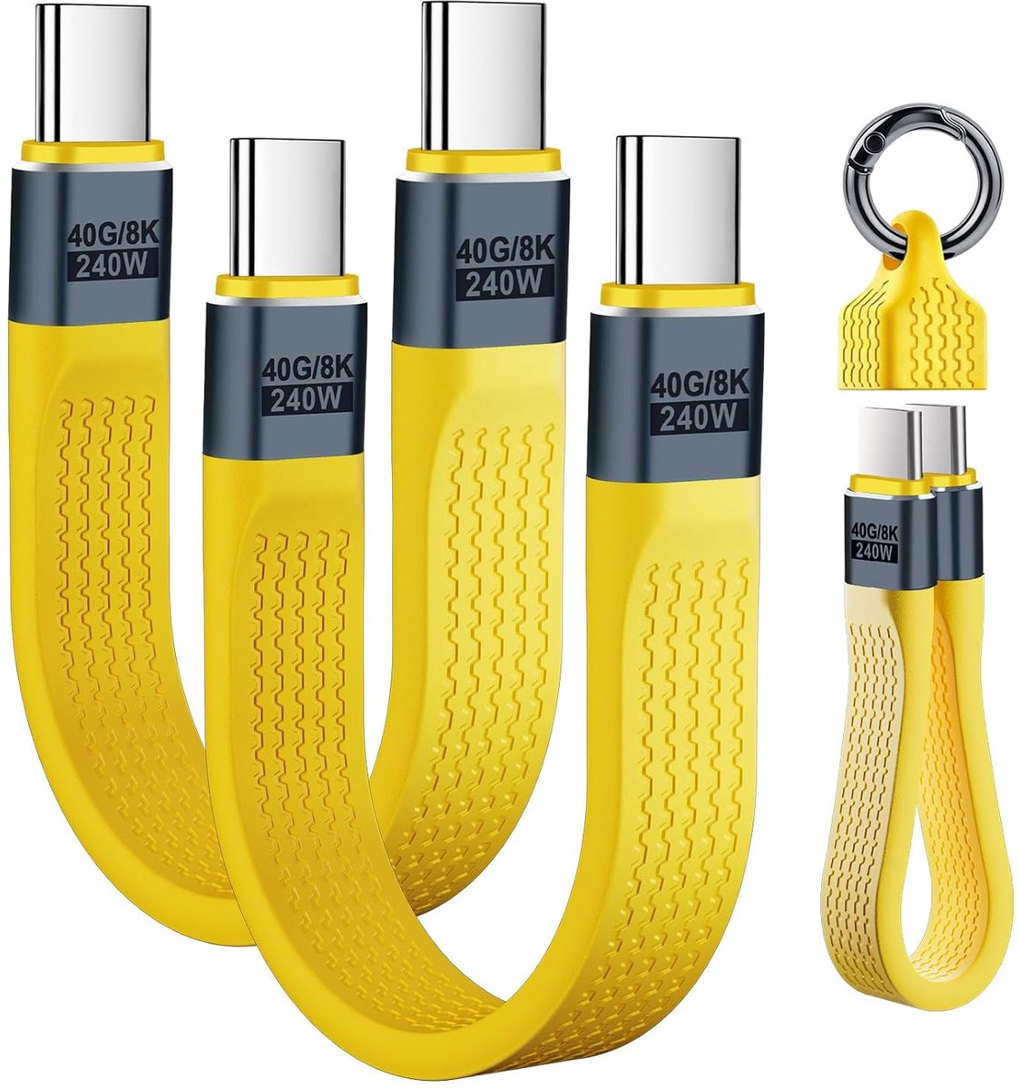 USB-C-kabel 13 cm - kort en geel - 240 W PD3.1 opladen - ideaal voor onderweg - ShopVlot