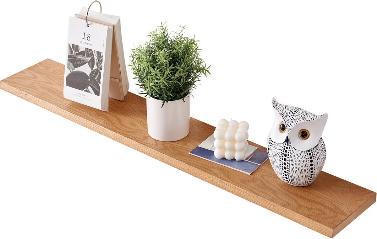 Plank met fotoledge 90cm - Natuurlijk hout - Wandmontage - Perfect voor decoratie - ShopVlot