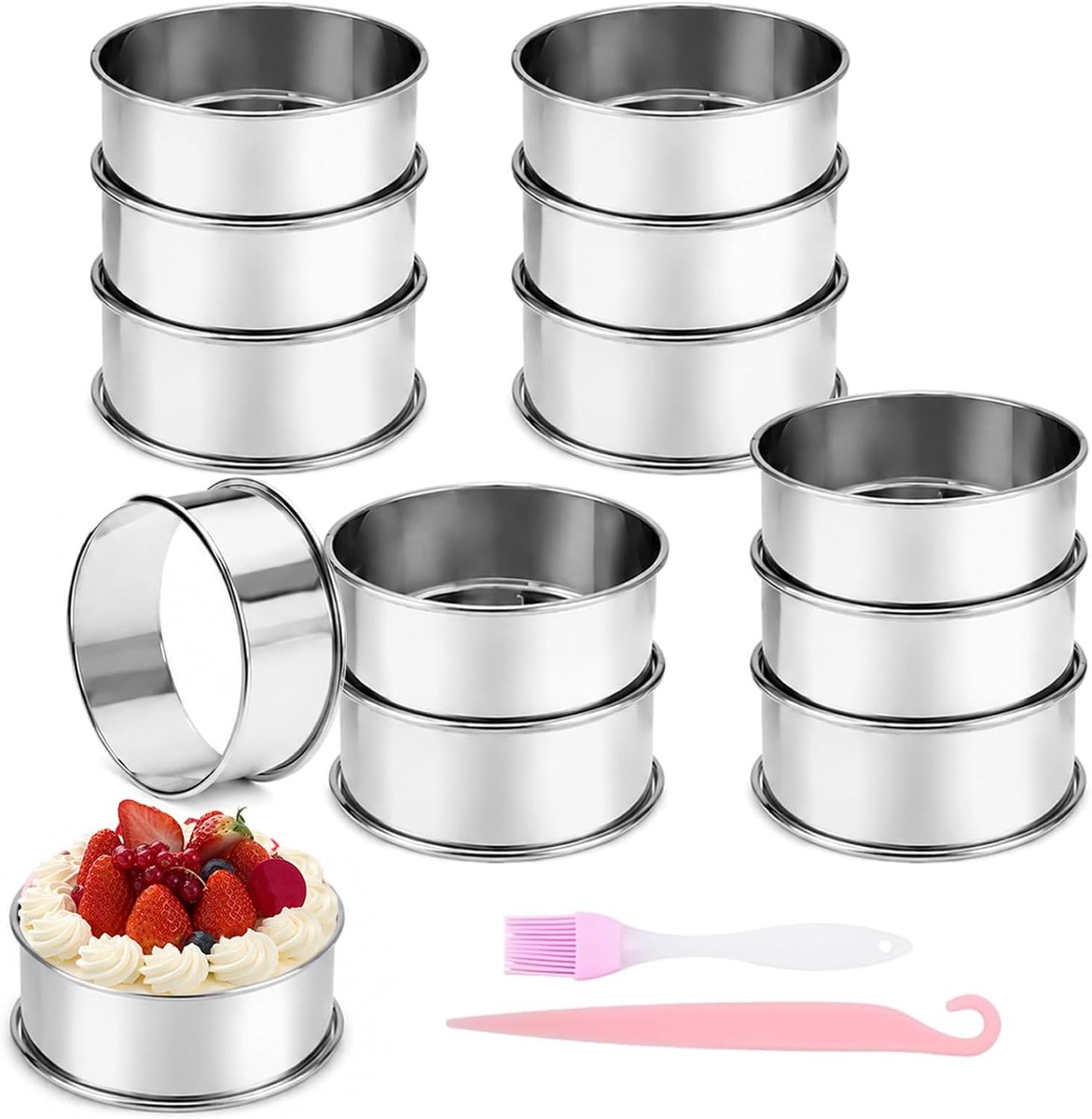 Bakringen 6 cm - RVS crumpet ringen - Dubbelgerold - Ideaal voor muffins en pannenkoeken - ShopVlot