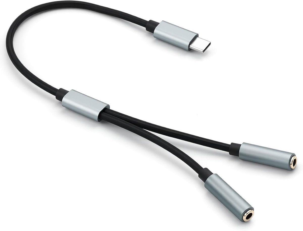 USB-C naar 3.5mm audioadapter - Y-kabel voor hoofdtelefoon en microfoon - Plug & play voor heldere geluidkwaliteit - ShopVlot