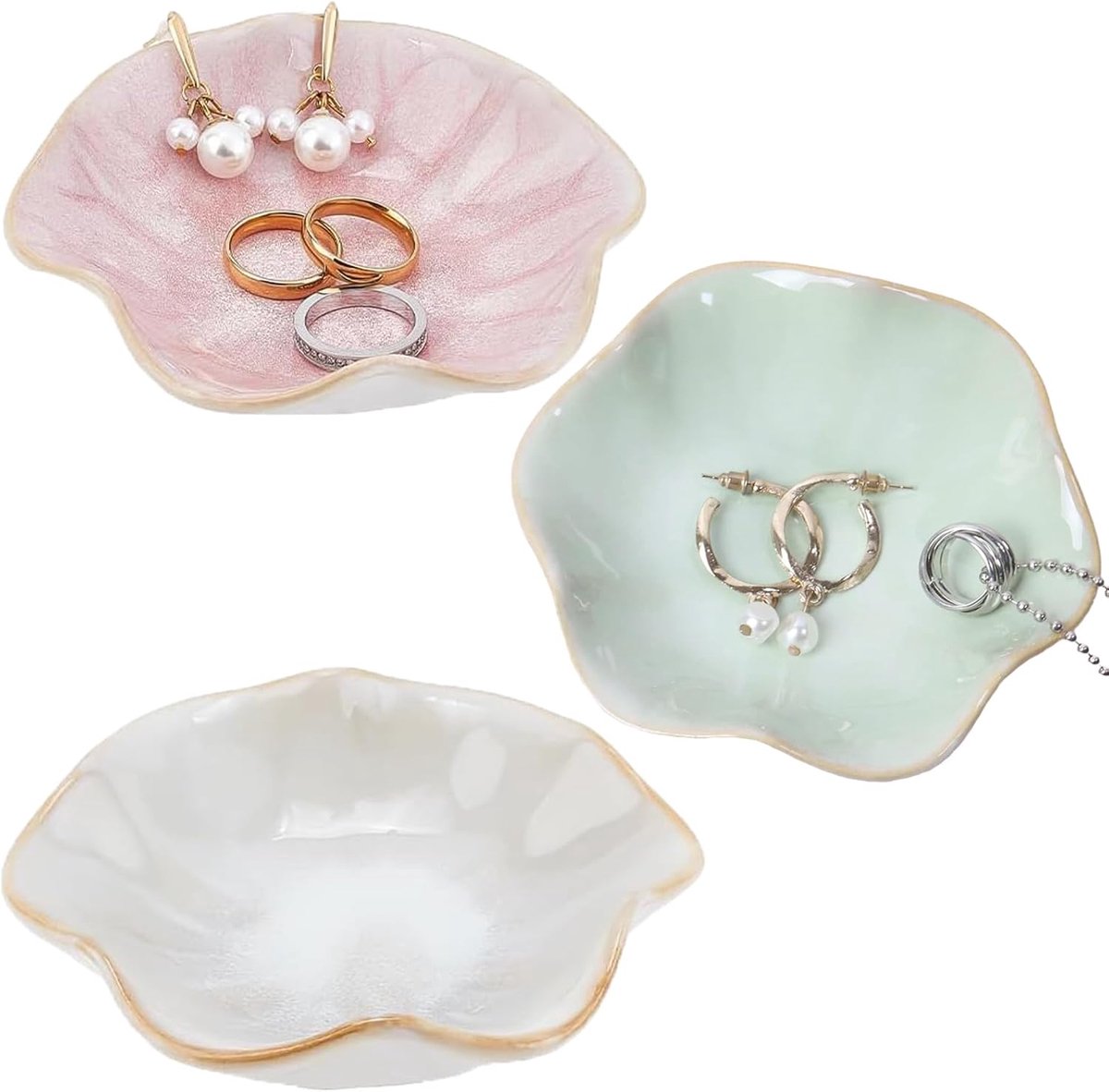 Sieraden schaal 11 cm - keramisch - bloempatroon - stijlvolle opbergruimte - ShopVlot