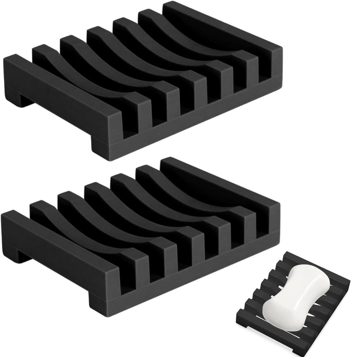 Zeepdispenser 2 Stuks - Zwarte Silicone - Drainage Ontwerp - Verlengt Levensduur Zeep - ShopVlot