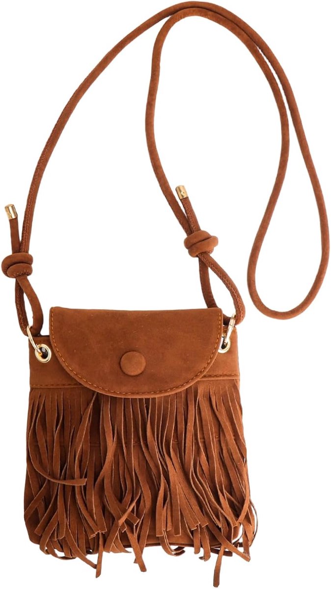 Hobo tas bruin - suede - franjes - trendy festivallook - ShopVlot