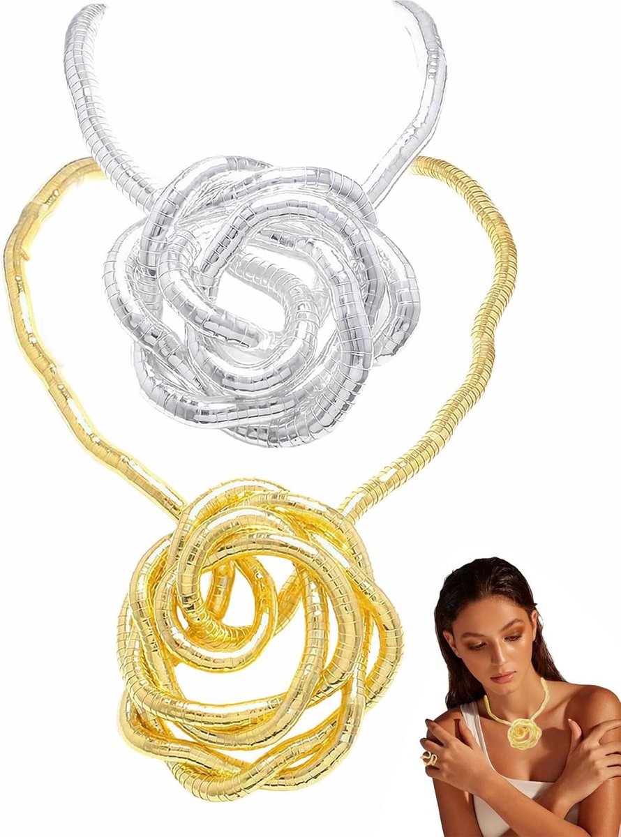 2 Stück Schlangenknochen Kette, Biegbare Schlangenkette, Mehrzweck Schlangenkette, Halskette Vintage Schlangen - ShopVlot