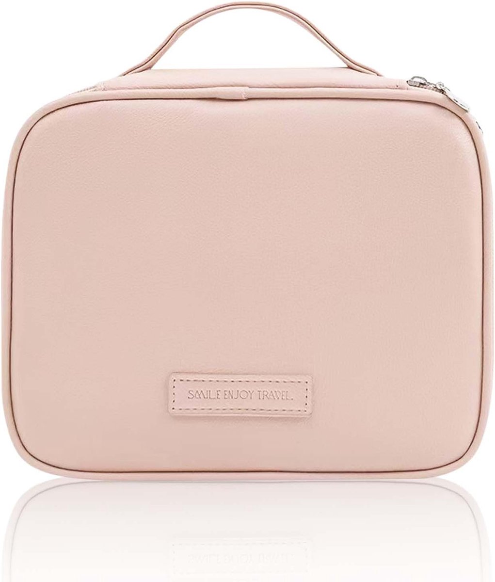 Women Makeup Bag PU Leather Waterproof Portable Travel Cosmetic Bag Large Removable Cosmetic Bag for Women Men Girls - ShopVlot