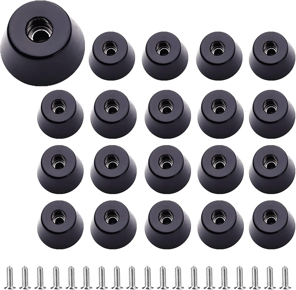 20pcs Rubber Feet Table Chair Paw Pads Furniture Buffer Rubber Feet with Screws with Stainless Steel Disc Damper Pads - ShopVlot