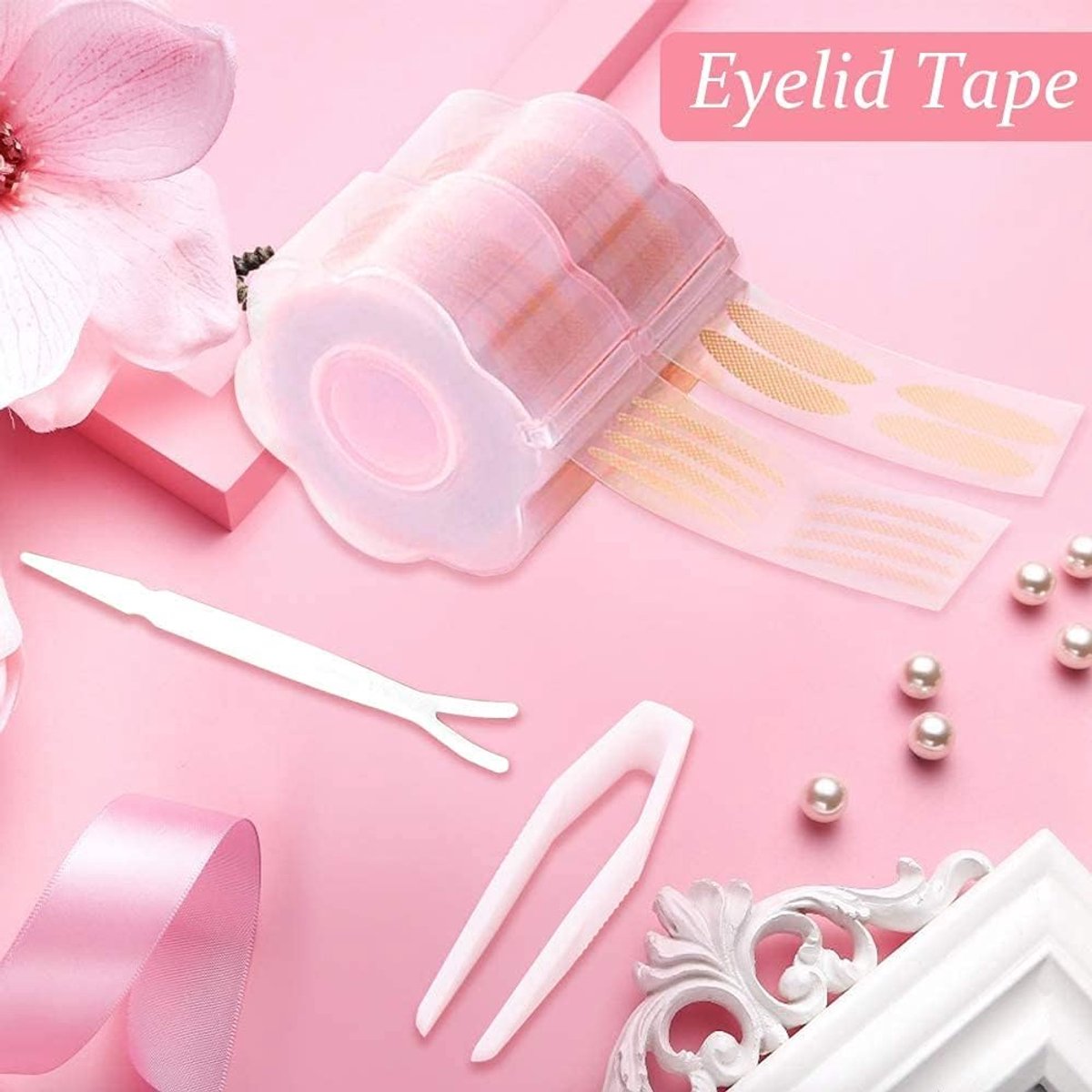 TX Eyelid Sticker Tape for Double Eyelid Lift, Perfect for Hanging Uneven Mono Eyelid, 1200 Pieces + 1 Piece Fork Bars - ShopVlot