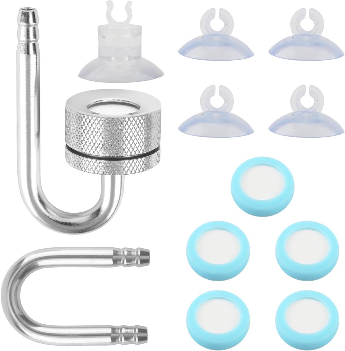 YUE QIN CO2 Diffuser Aquarium Aluminum Alloy CO2 Diffuser Accessories with Suction Cups and U-Pipe Carbon Dioxide - ShopVlot