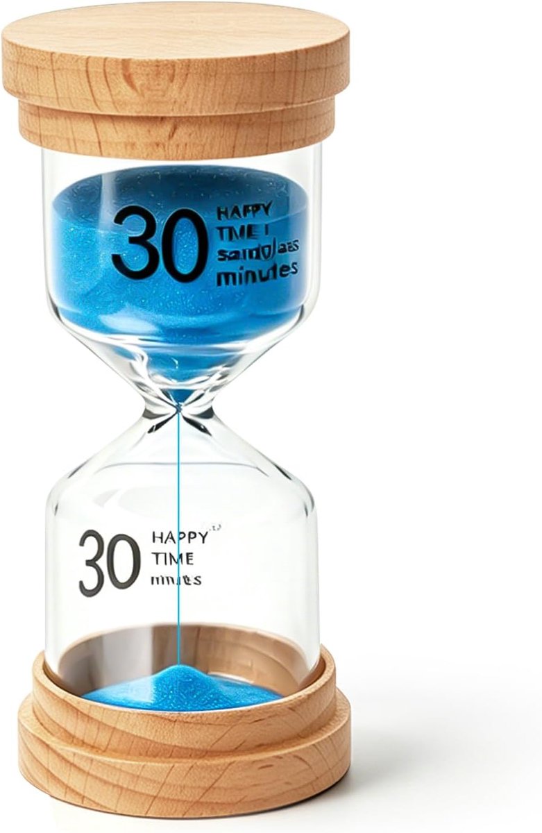 Zandloper, 30 minuten, timer, keukentimer, voor keuken, familie, kinderleven, speeltijd, creatieve geschenken, blauw - ShopVlot