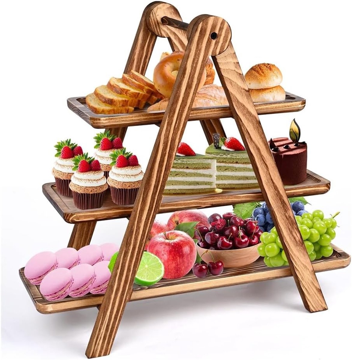 Serveerdienbladen met 3 niveaus uit, cupcake-standtorens voor de presentatie van desserttafels, drietraps - ShopVlot