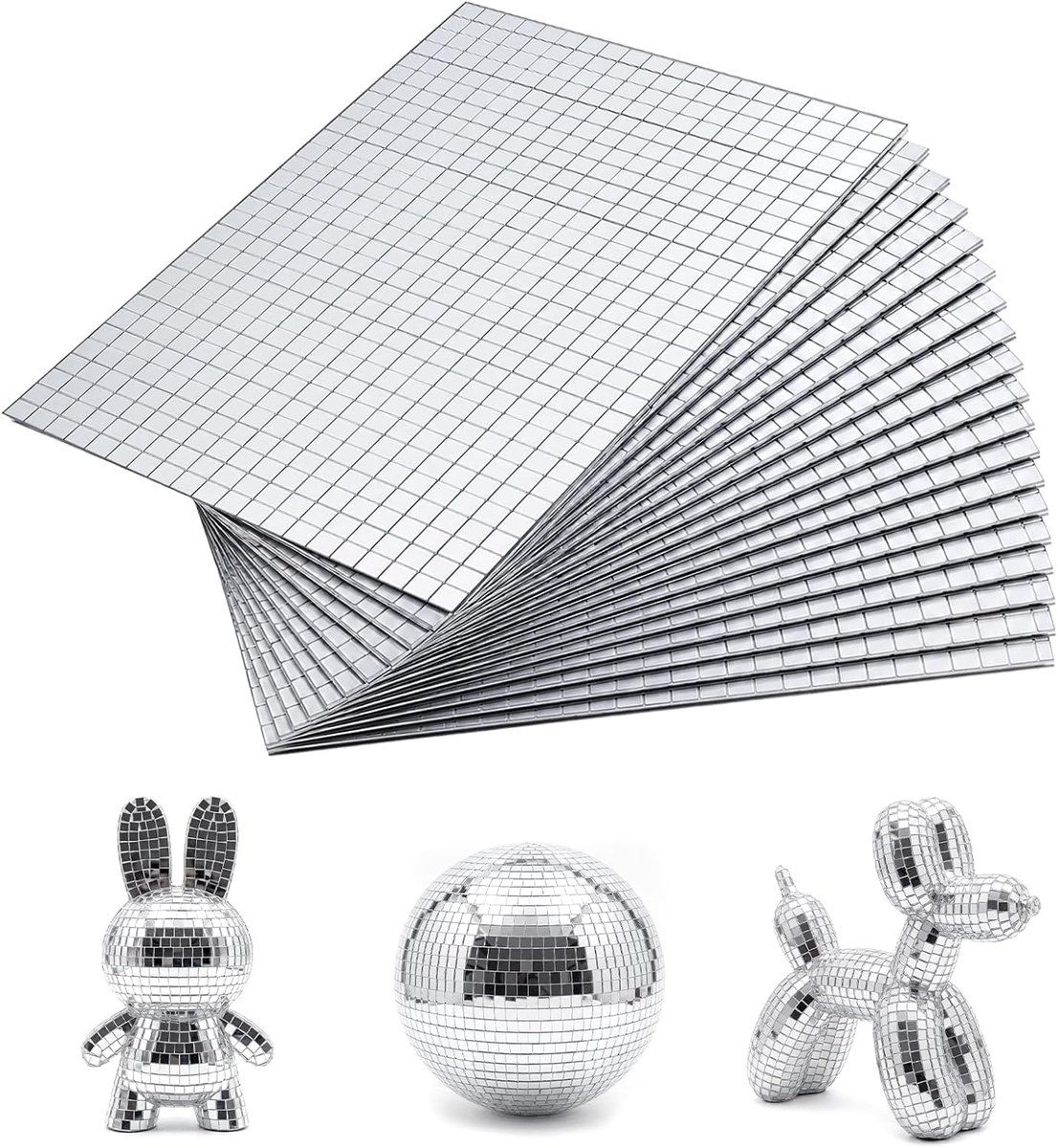 10800 Pcs Self Adhesive Mirrors Mosaic, 5×5mm Square Glass Mirror Mosaic Tiles Mirror, Mini Glass Mosaic Disco Tile - ShopVlot