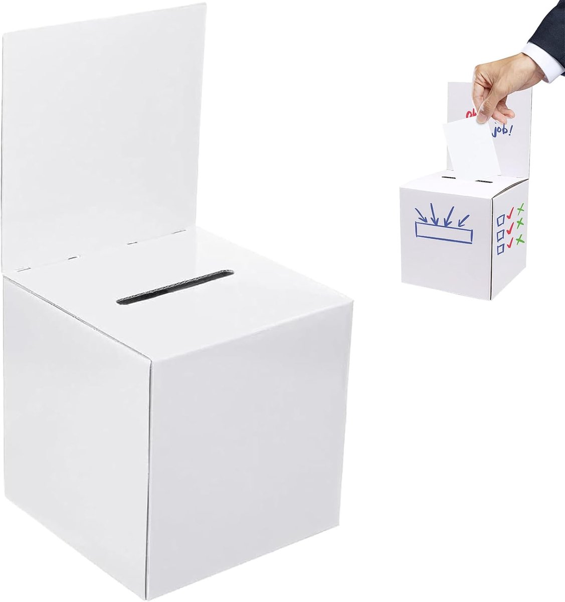 MOLIMOLI Urn for Wedding & Birthday, White Card Decoration Box 30x22x22cm with Detachable Lid, Baptême Cagnotte - ShopVlot