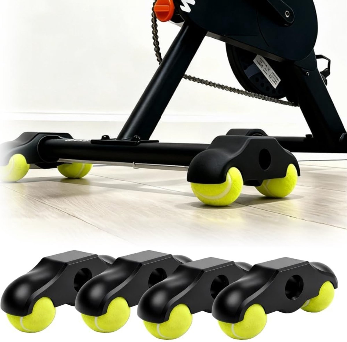 4 schommelplaten met 8 tennisballen, voetadapters voor fietstrainers, tennisbalvoeten voor Wahoo Kickr Core 2 Roller - ShopVlot