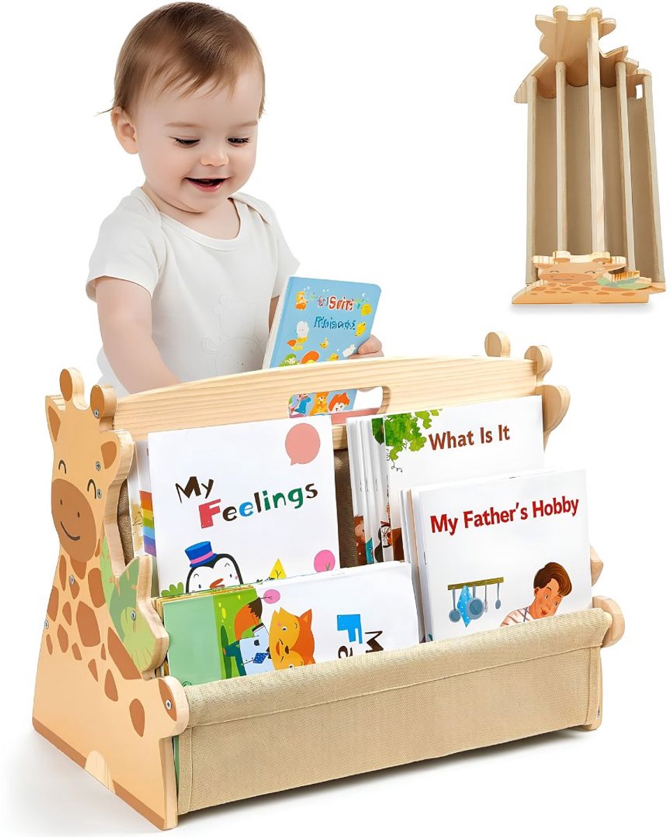 VALI® Boekenrek Kind - Kinderboekenkast - Boekenkast Kind - Lichtbruin - 29cm x 45cm x 35cm