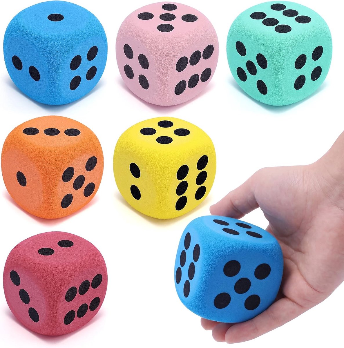 6pcs foam dice 60mm large cubes - Large Foam Dice Light for Classroom Games Education Children's Birthday Activities - ShopVlot