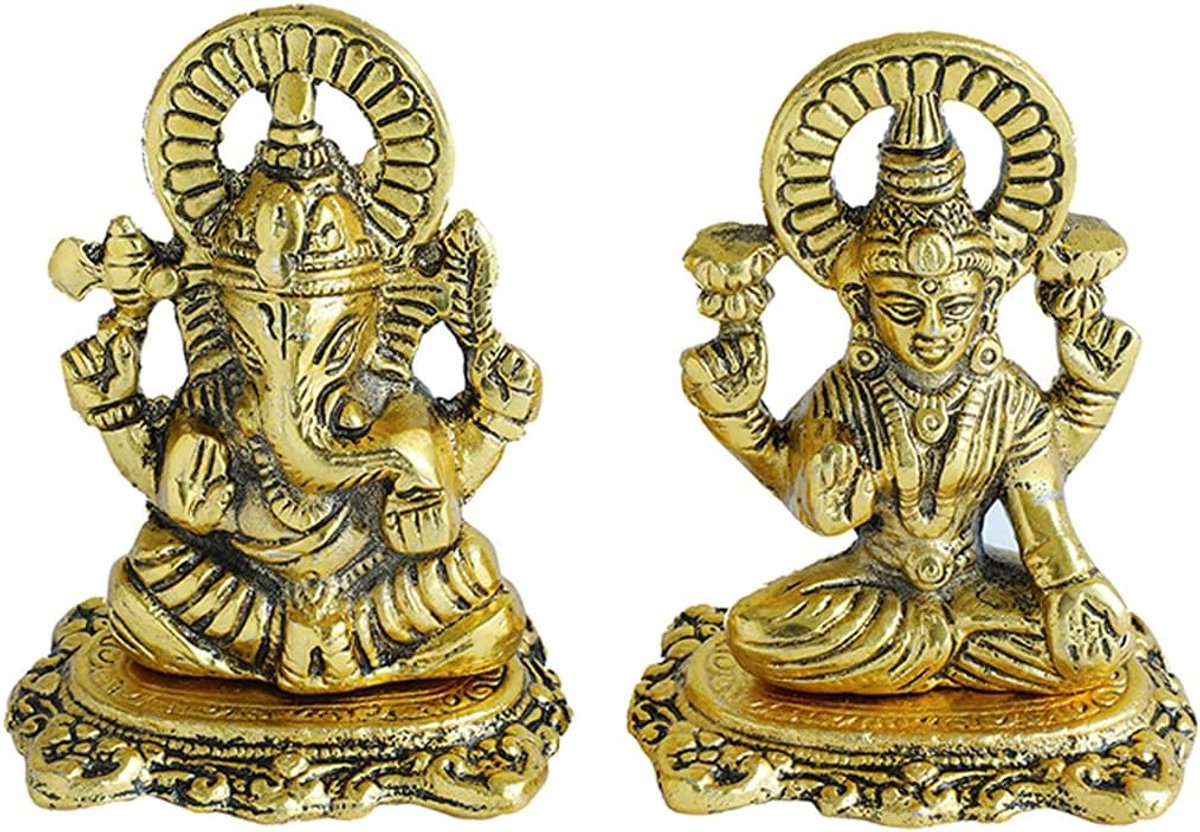 Ganesh Laxmi Statue Lord Ganesha Lakshmi Murti For Puja Home Temple Mandir Indian traditional Festival Laxmi Poojan - ShopVlot