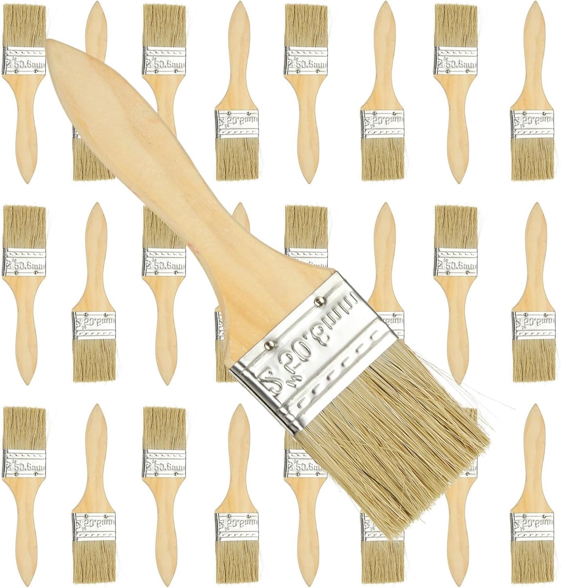 30 Pieces Brush Set, 45 mm Glaze Brush Set, Flat Brush with Wooden Handle, Flat Brush, Paint Brush for Fences - ShopVlot
