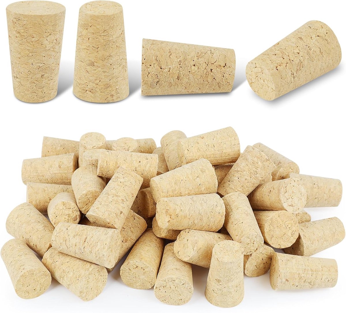 50 pcs corks for crafting, wine bottle, cork stopper, glass bottles, wine bottle, cork, wood, wine cork, cone shape - ShopVlot