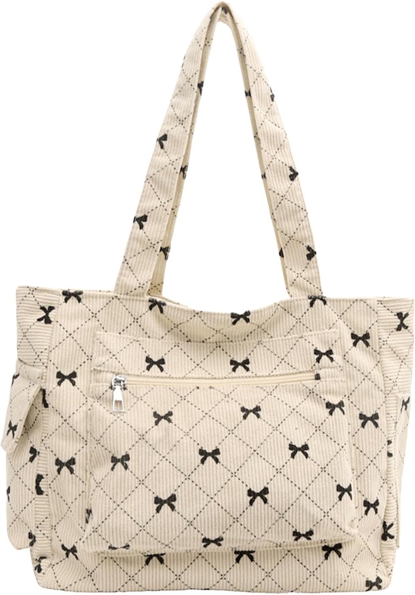 boog tote bag dames strik grote schoudertas boog portemonnee zakken rits voor reizen werk - ShopVlot