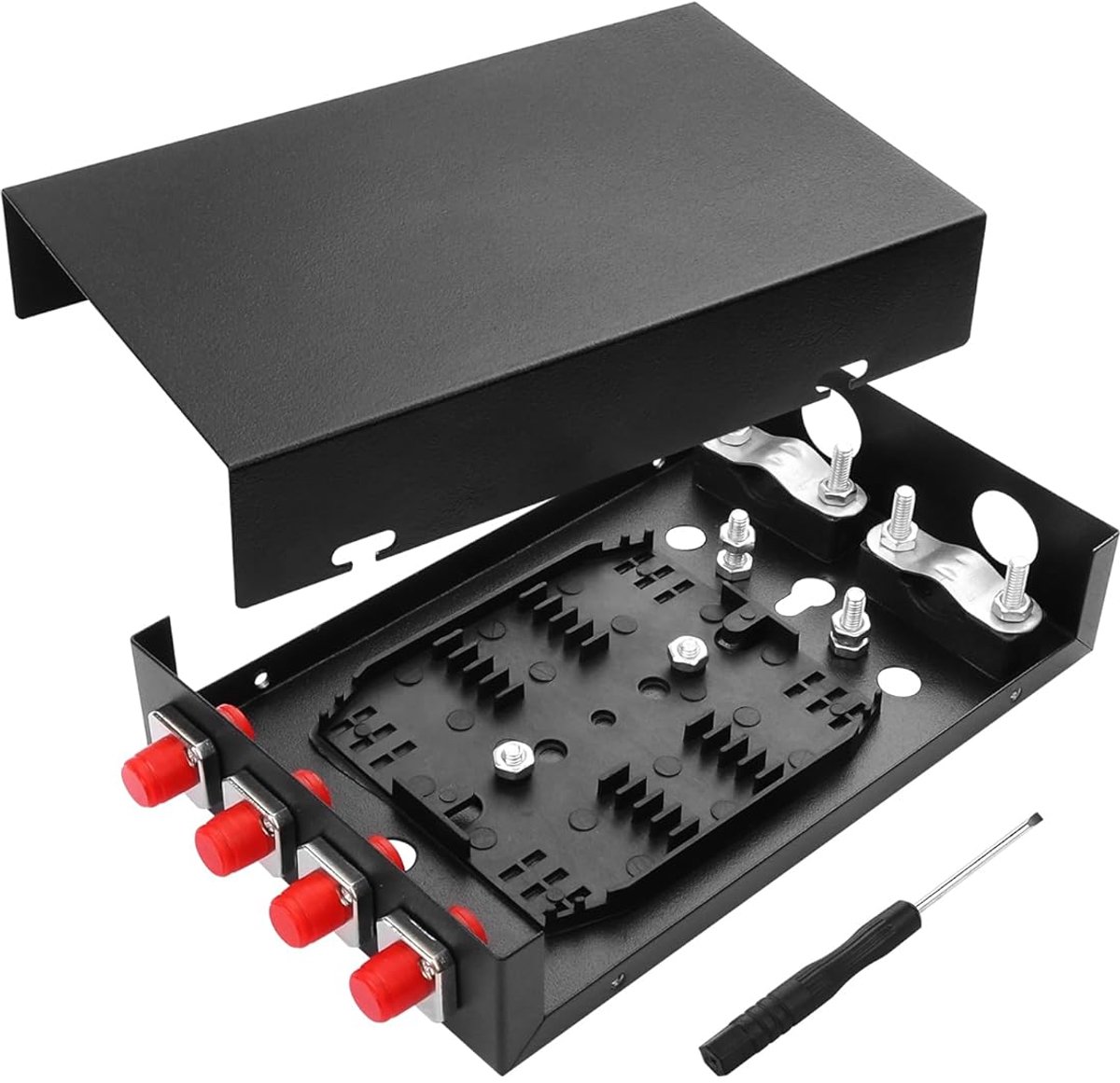 FC Fiber Optic Junction Box, 4 Wall Mount Fiber Optic Junction Box with 4 FC Plugs - ShopVlot