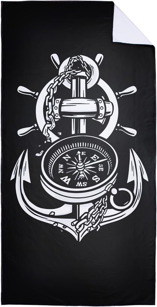 Quick Dry and Lightweight Beach Towels, Beach Towel, Large 90 x 180 cm, Quick-Drying Microfibre, Anchor, Rudder - ShopVlot