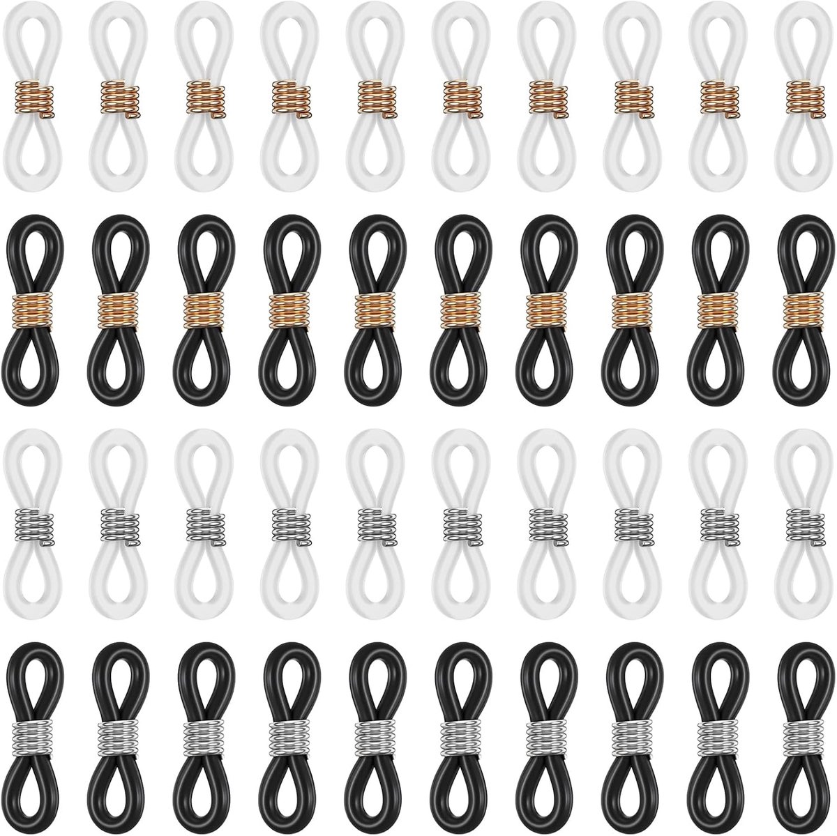 Eyeglass Chain Tips, 40 Pcs Adjustable Silicone Eyeglasses, Chain Connectors, Non-Slip Glasses Chains, Rubber Loops - ShopVlot