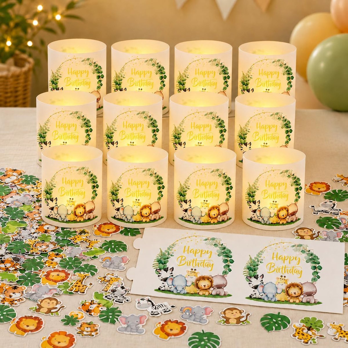 12 lantaarns tafeldecoratie + 100 stuks decoratie - ShopVlot