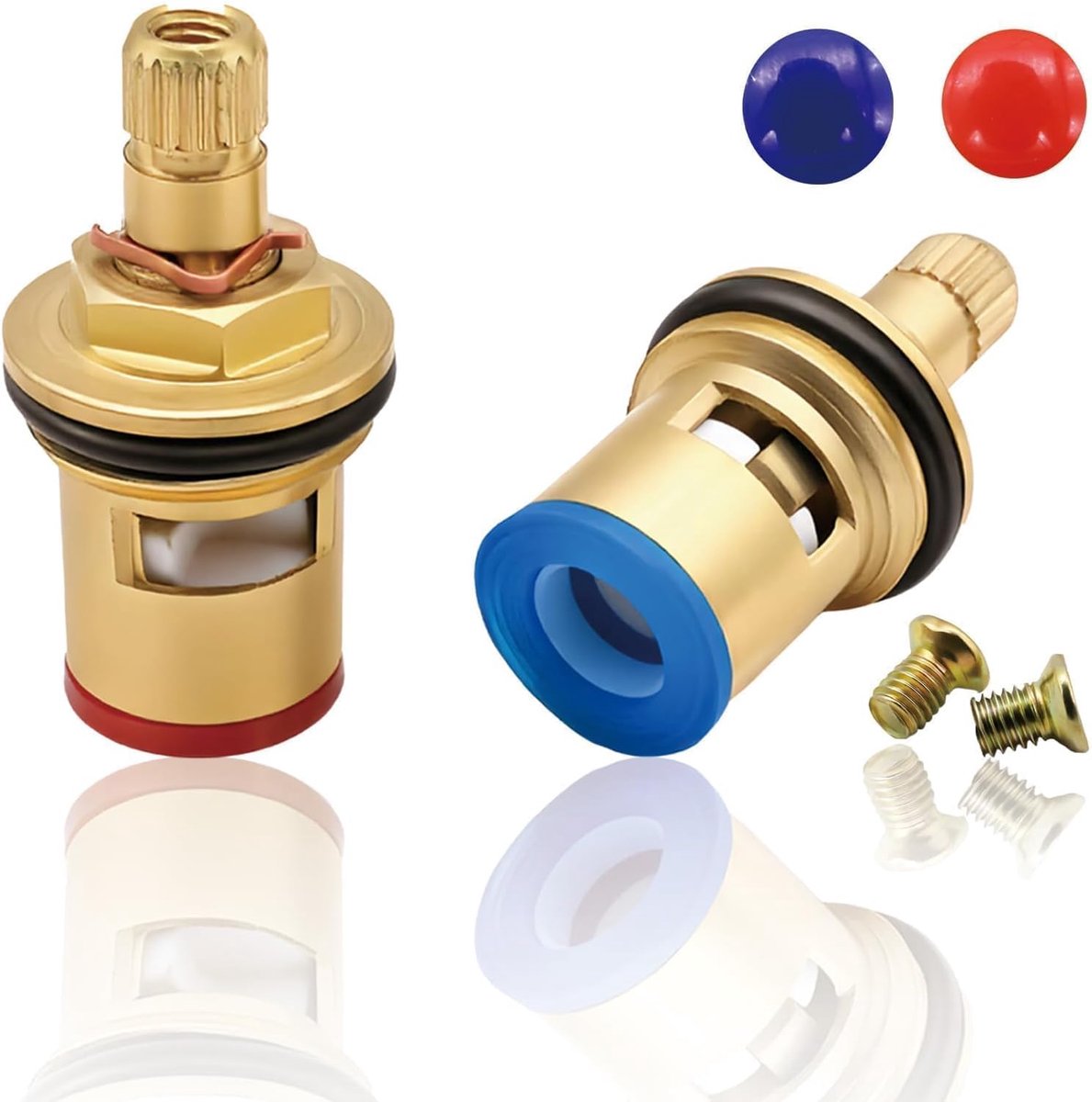 Set of 2 Brass Mixer Tap Cartridge with 1/4 Twist Design: 20 Splitter Replacement Ceramic Valves for Kitchen, Bathroom - ShopVlot