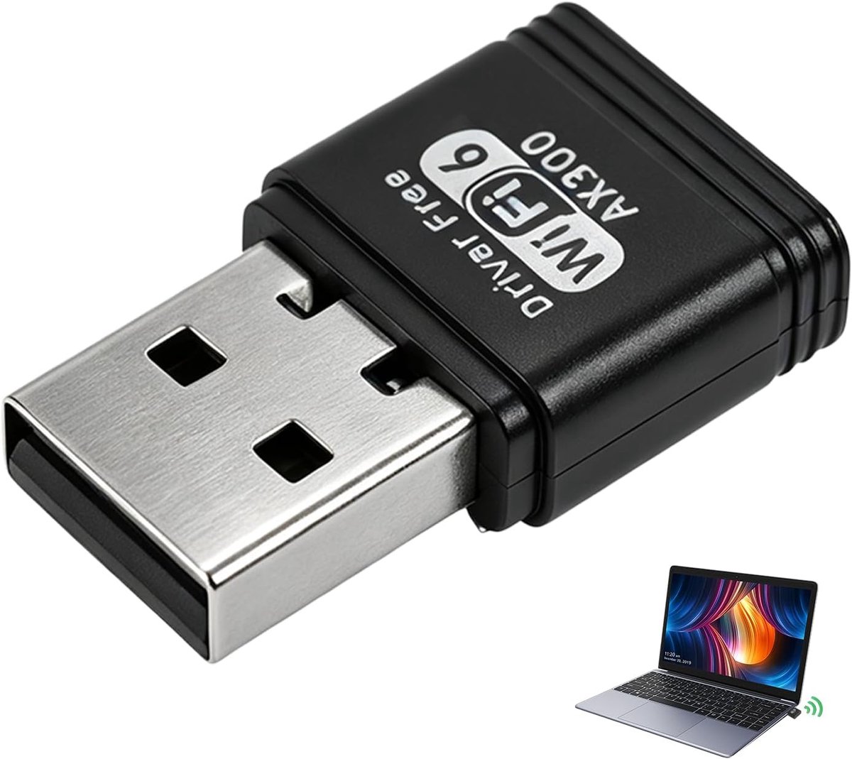 USB-stick WiFi 6 - 2,4 GHz draadloze USB-adapter met Soft AP-modus, MU-MIMO, WPA2-PSK-encryptie, geïntegreerde - ShopVlot