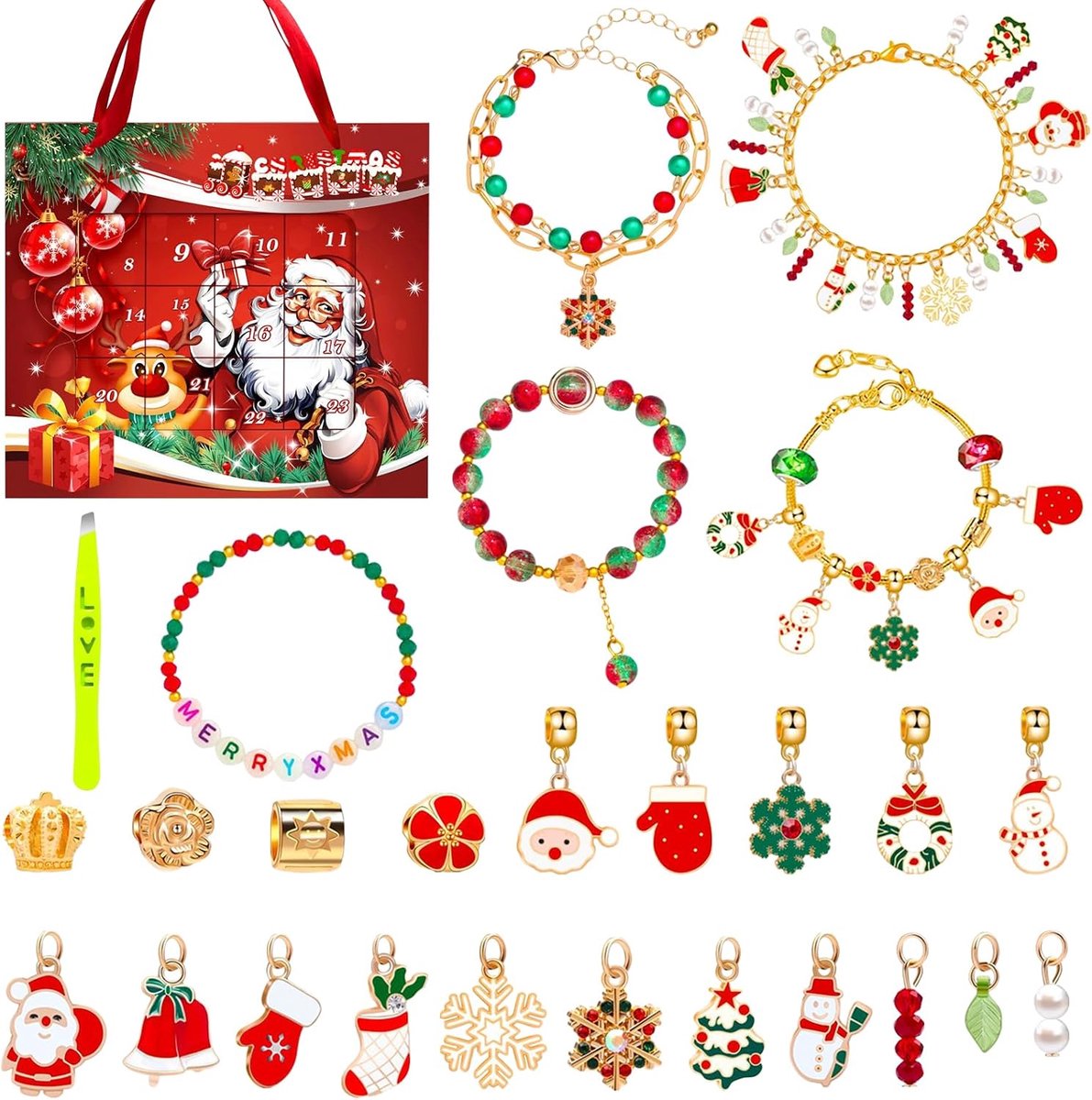 Advent Calendar Jewellery, Christmas Calendar 2024 Children, 24 Refills Bracelets, Jewellery, Crafts, Girls, Advent - ShopVlot