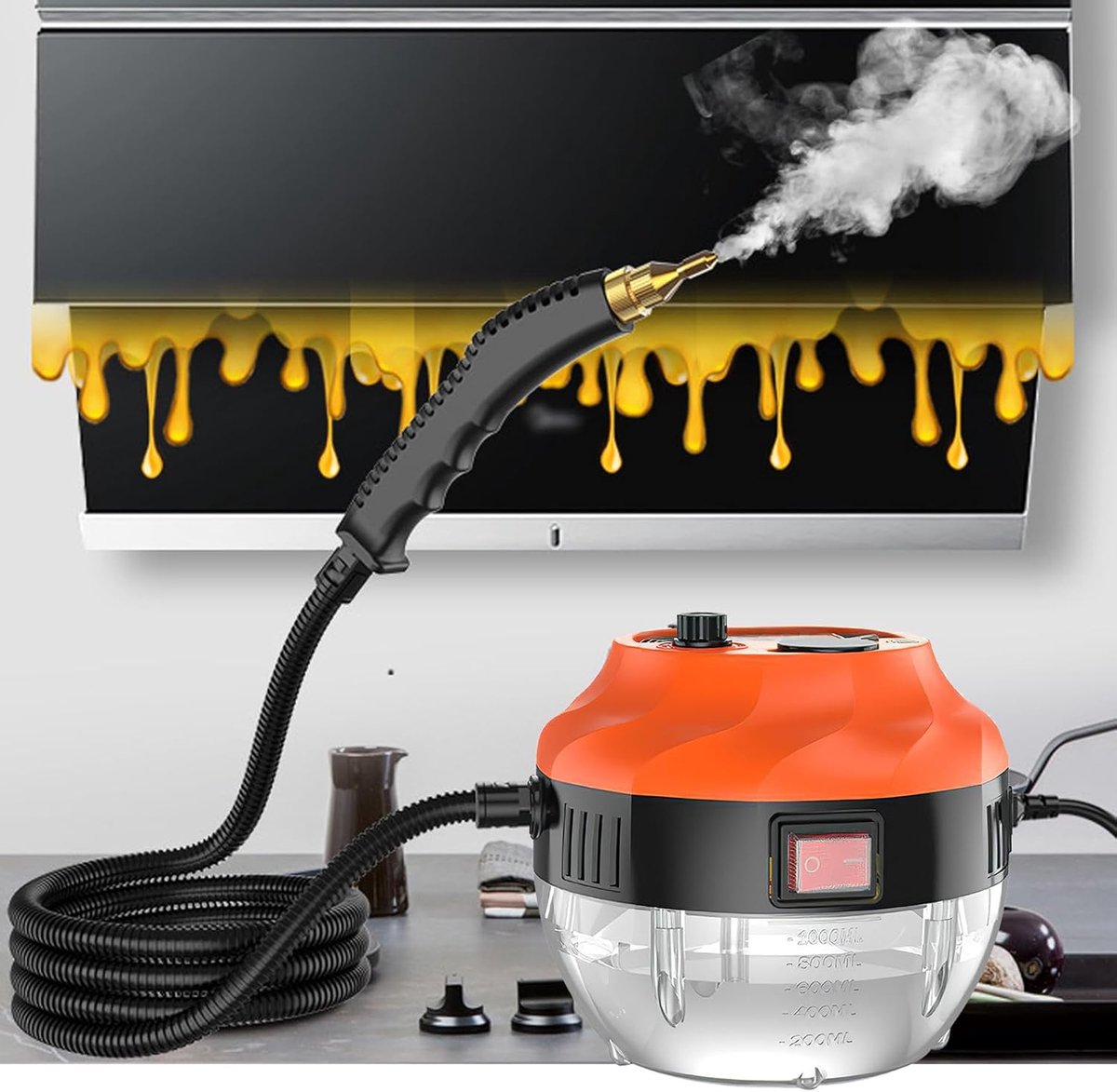 Household Steam Cleaner 2500W, Handheld Steam Cleaner, High Temperature Pressure Steam Cleaner with Brush Heads, Steam - ShopVlot