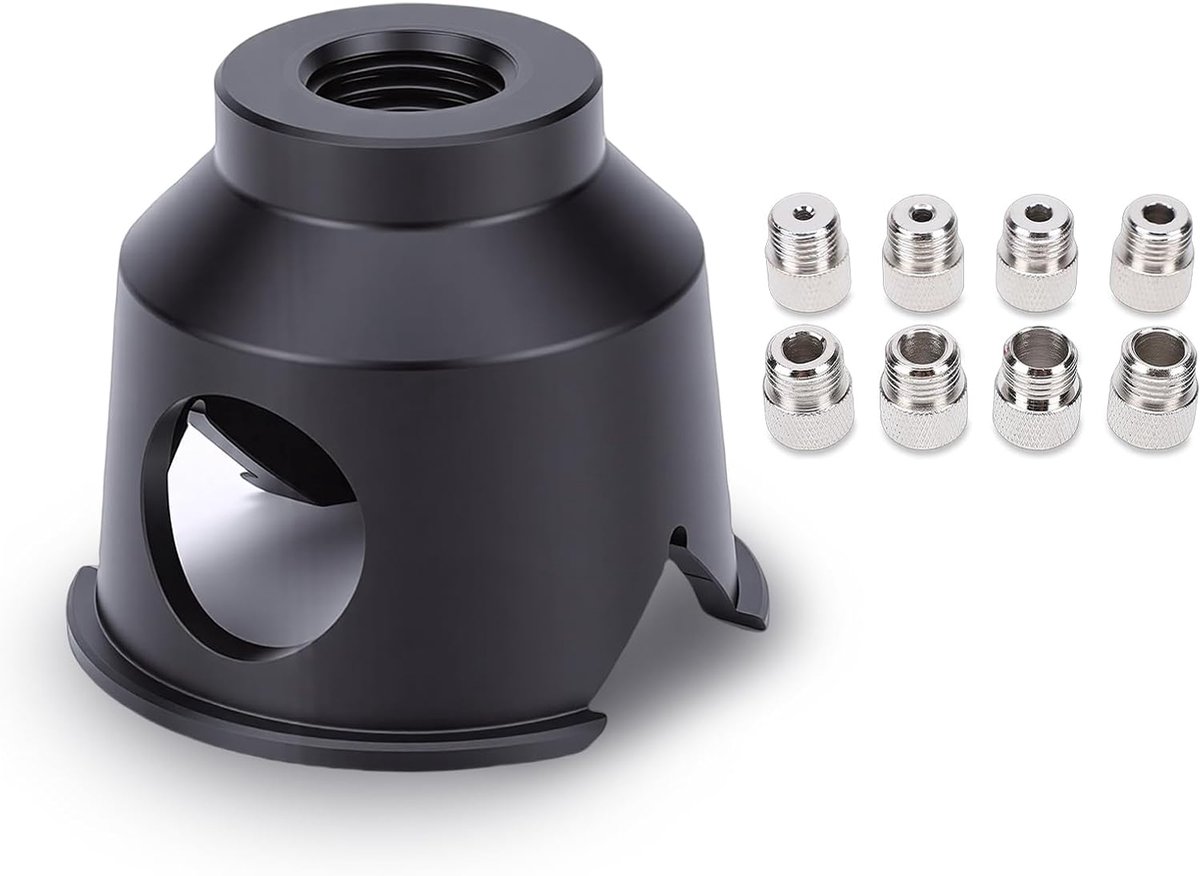 Denash Straight Hole Drill Conductor, Aluminum Alloy Drill Block with 8 Pieces Drill Bushings, 90 Degree Vertical - ShopVlot