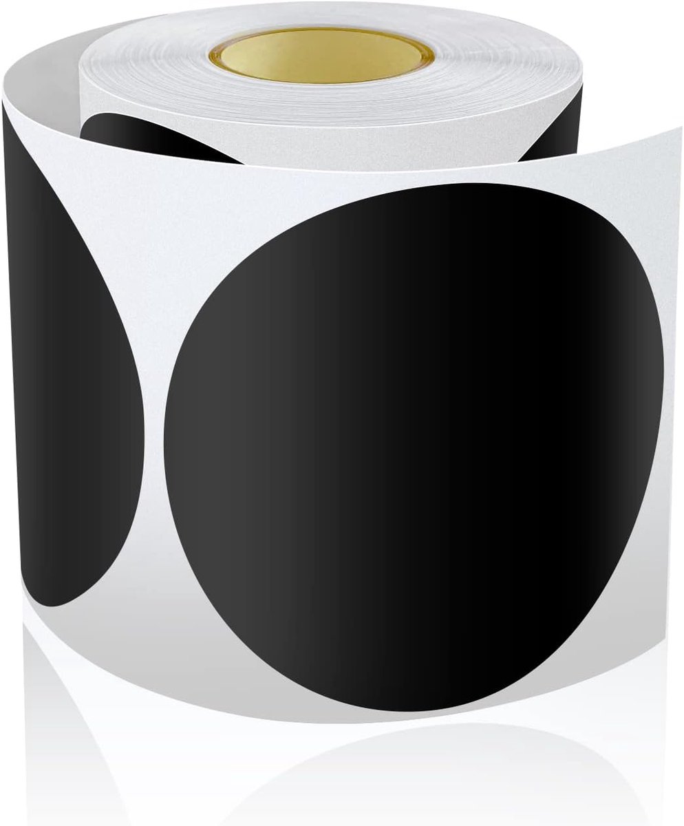 Pack of 200 Large Round Stickers, 5 Inches, Adhesive Dots, Labels, Colour Coding, Circle Stickers, Weatherproof, Black - ShopVlot