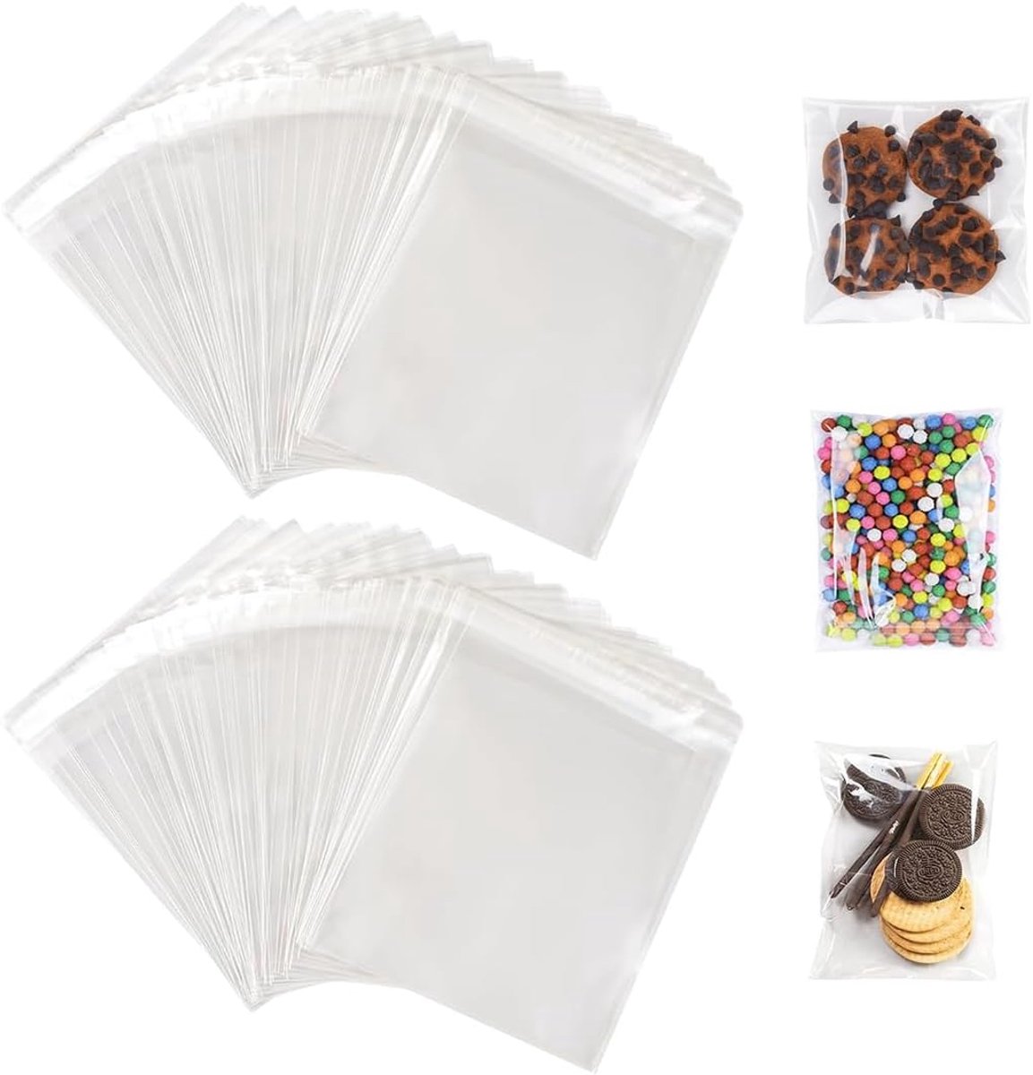 600 transparante plastic verpakkingszakken, 2 cm, zelfklevend, voor kleding, accessoires, schrijfwaren en kleine - ShopVlot