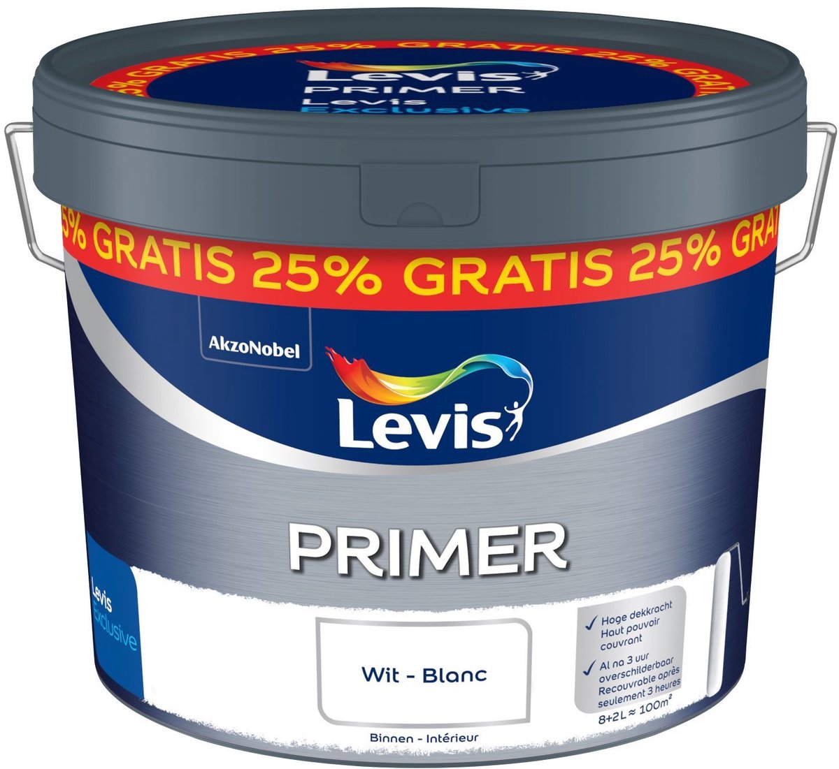 Levis Primer Mur & Plafond: 8L + 2L WIT