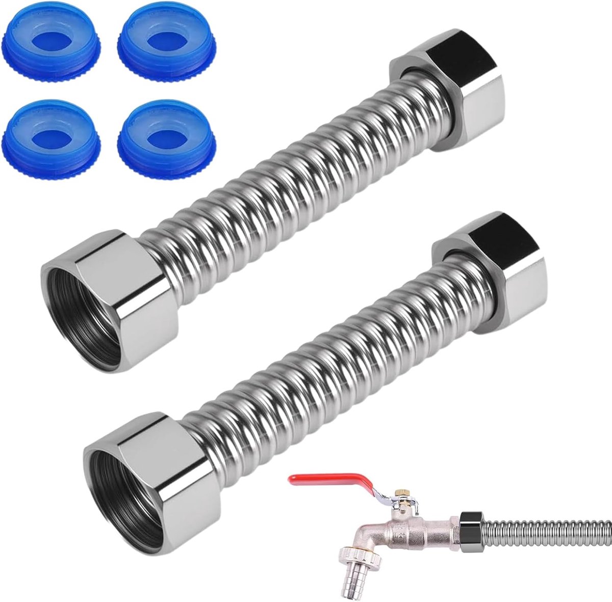 Flexibele Rvs Aansluitslang 10cm - G1/2" x G1/2" - Anti-breek Waterdichting - Voor Badkamer en Keuken - ShopVlot