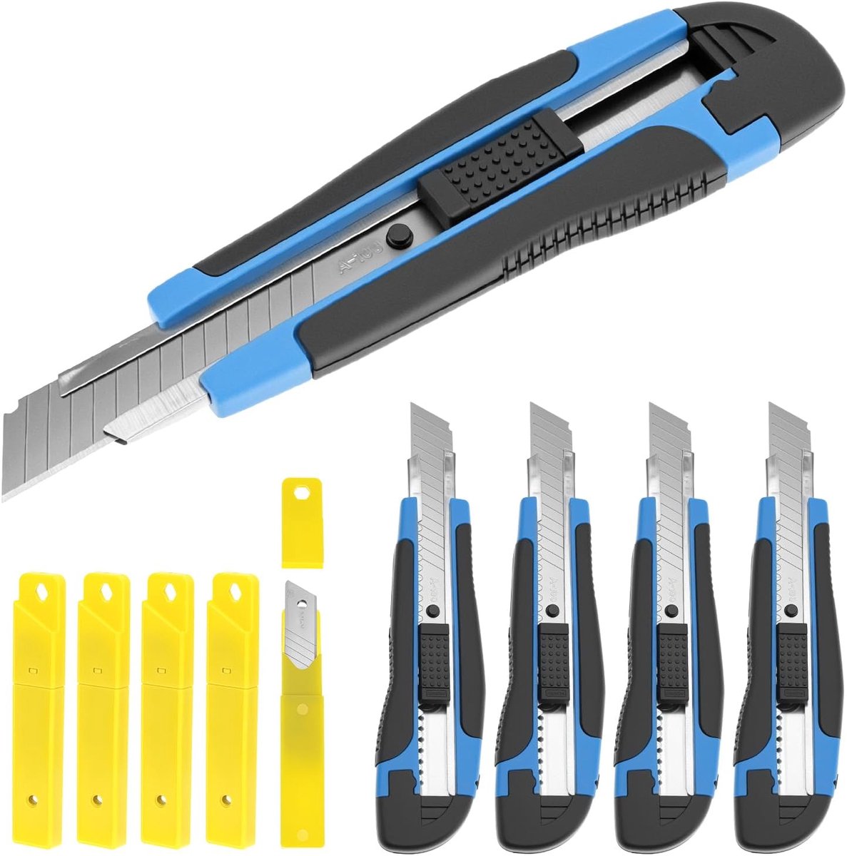 Snijmes 18 mm - Set van 5 met 50 vervangbladen van SK5 staal - Ergonomisch en veilig snijden van papier - ShopVlot