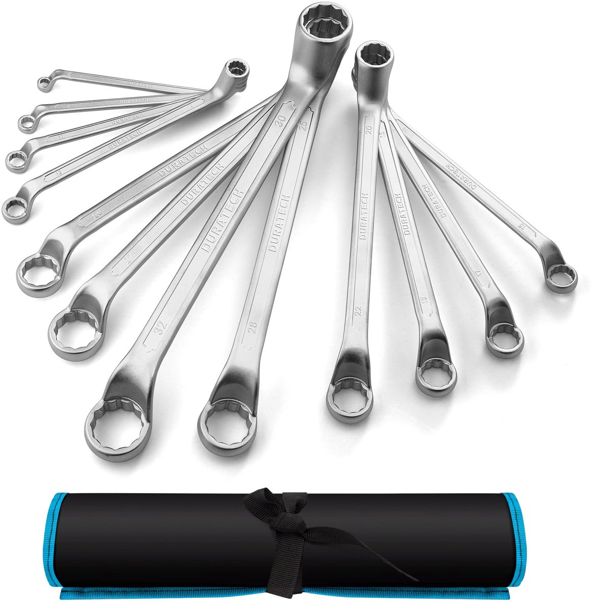 Dubbele Ringsleutelset 12 Delig - 6-32 mm Offset Ringsleutels DIN 838 van Chroom Vanadium Staal met Opbergtas