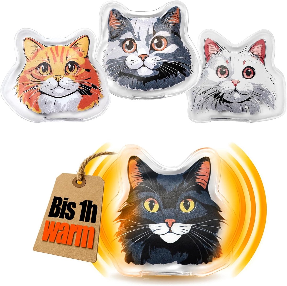 Handwarmer herbruikbaar - kattenmotief - verwarmt tot 55 °C - ideaal voor koude dagen - ShopVlot