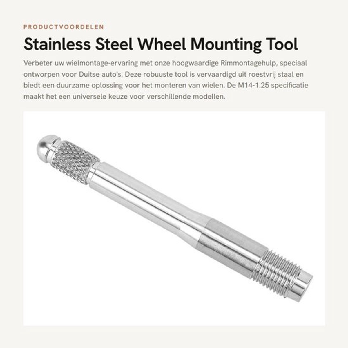 Bandenreparatietool Roestvrij Staal - Universele Wheel Mounting Tool - Hulp bij Velgenwissel - Geschikt voor Duitse Auto's - Model M14-1.25 - Hoogwaardige Materialen - Wielmontagehulp