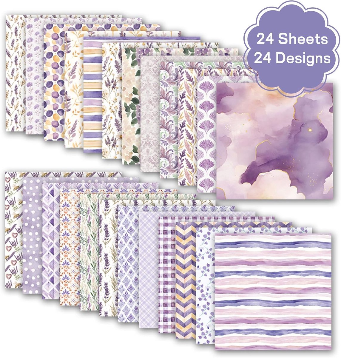 Plakboekpapier 30,5 x 30,5 cm - bloem decoratief - 24 ontwerpen dubbelzijdig - perfect voor doe-het-zelf projecten - ShopVlot