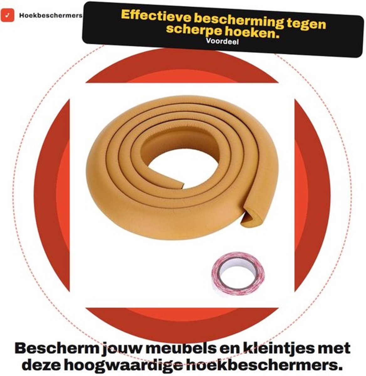 Hoekbeschermers Extra Dikke Rubber - Meubelbumper - Tafelrandbeschermers - Veiligheidsstrip - 2 Meter - Houtkleur - Meubelbescherming
