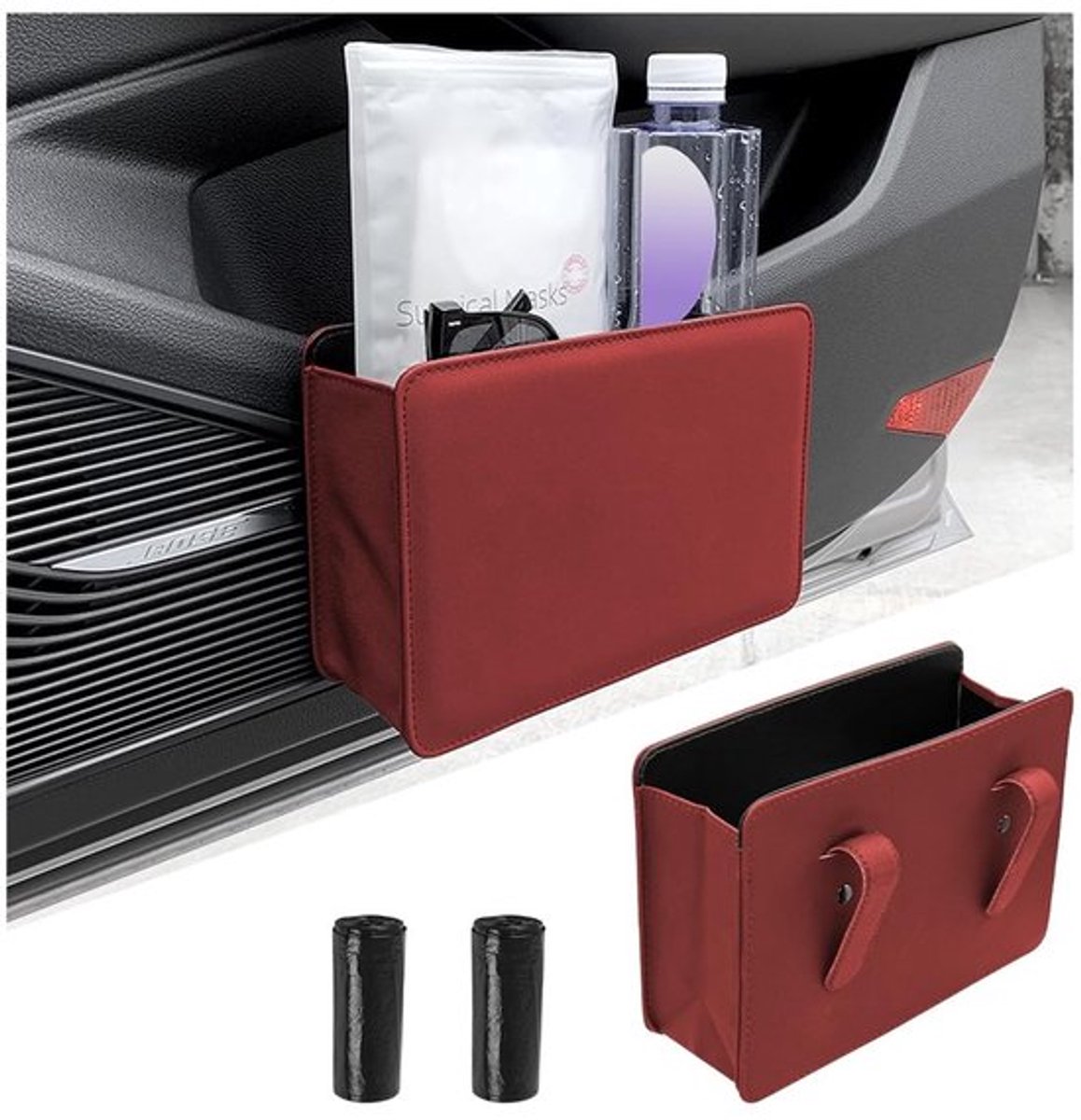 Vuilnisbak Robuust en Duurzaam - Opbergdoos met Deksel - Auto Organizer - Waterdicht - Inklapbaar - 20,5 x 6,5 x 14 cm