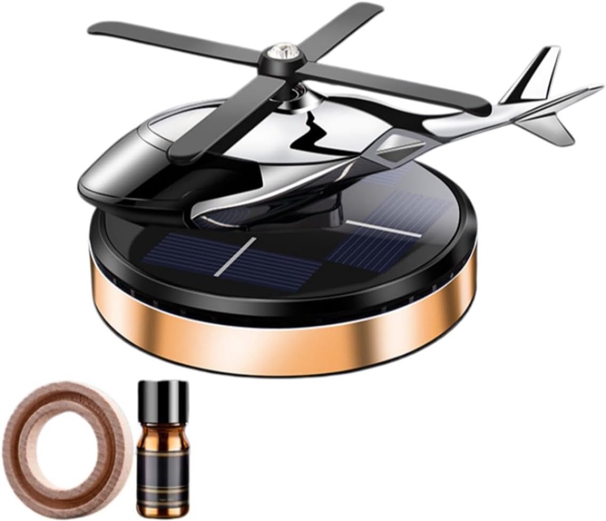 Luchtverfrisser auto - Solar aangedreven helikopter - Goud - Aromatherapie voor een frisse geur - ShopVlot